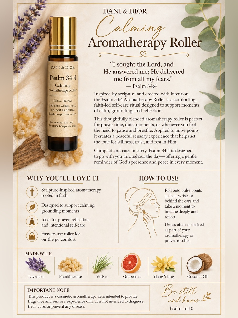 Psalm 34:4 Calming Aromatherapy Roller 10 ml - Picture 2 of 2